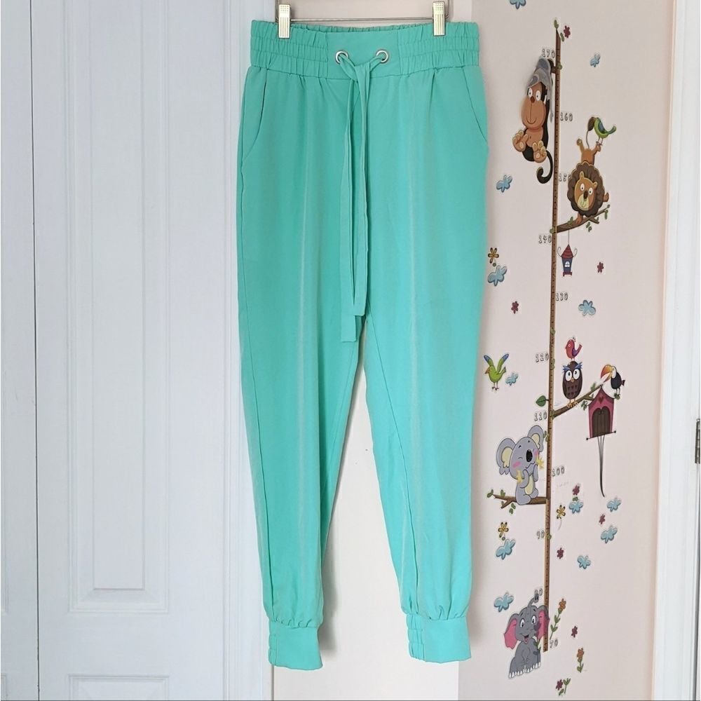 NEW Revamped turqoise paper bag pants size Small @X